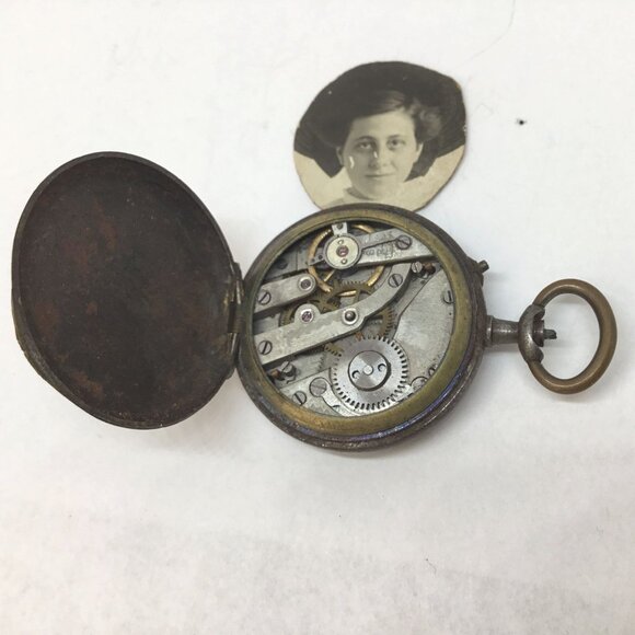Antique Swiss Pocket Watch Case Locket Keepsake Relic Late 1800s Steampunk Parts - Picture 1 of 13